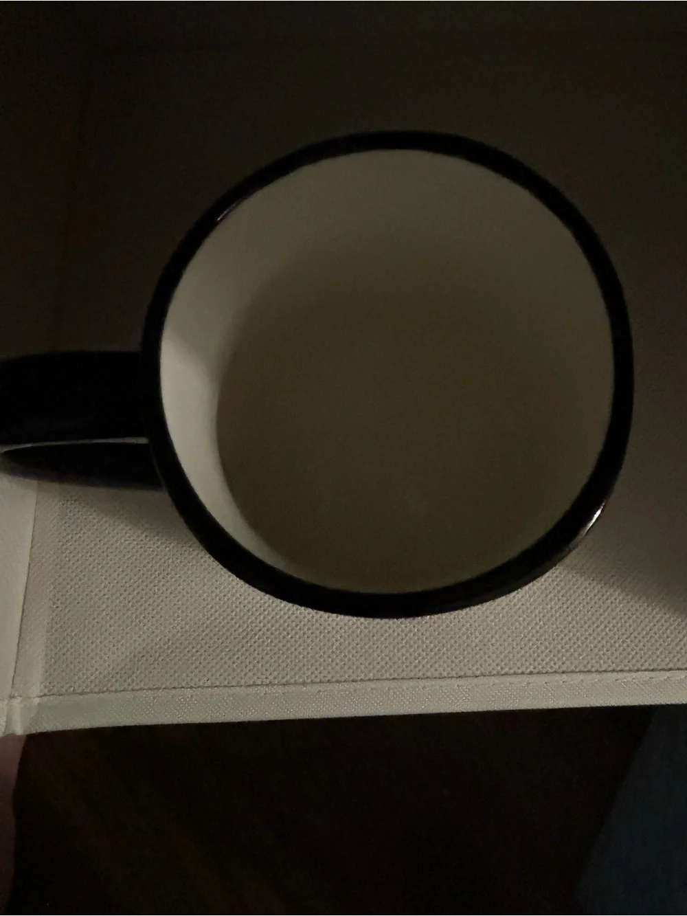 Signature White Ceramic Bunny Mug with Black Handle and Rim